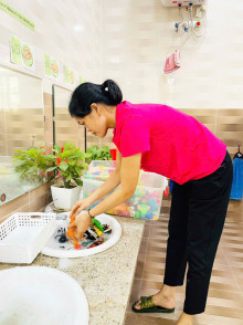 Trường Mầm non Dân Hoà tổng vệ sinh, khử khuẩn trường học phòng bệnh Tay chân miệng